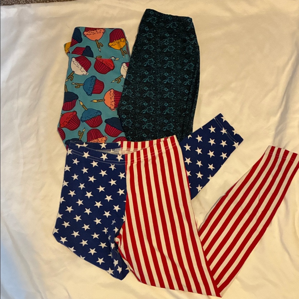 LuLaRoe Colorful Patterned Leggings Set